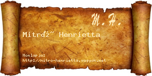Mitró Henrietta névjegykártya